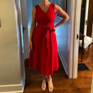 red calvin klein cocktail dress